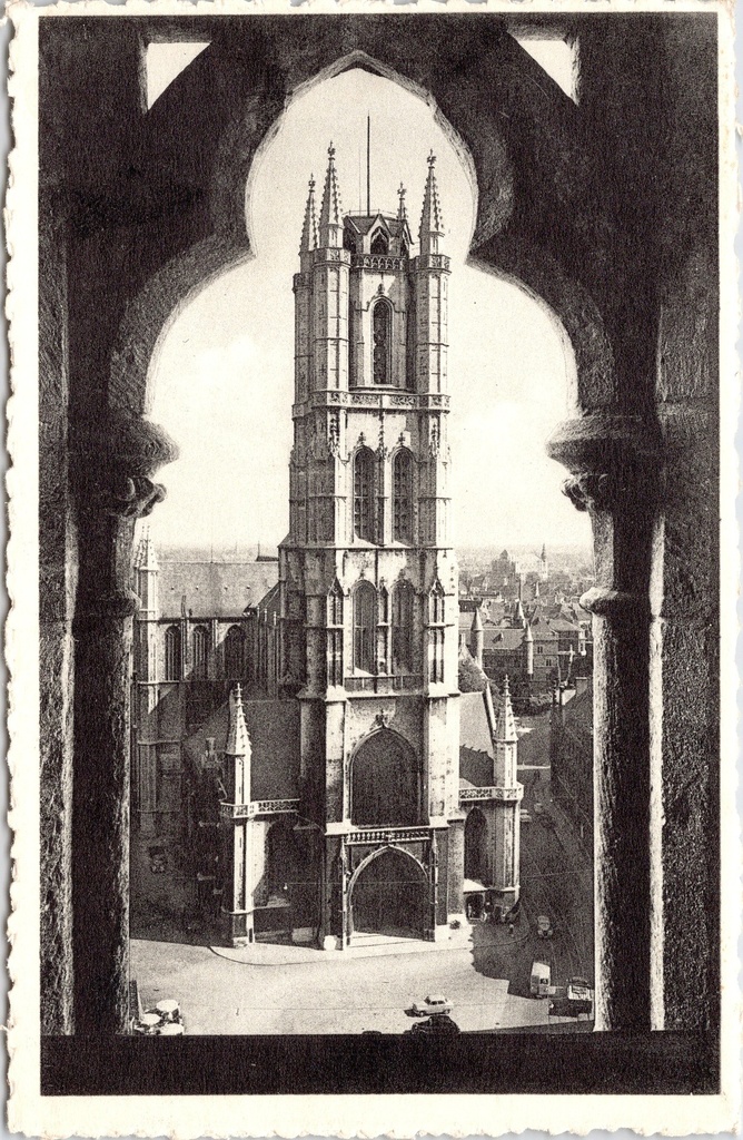 Ghent - "St Bavo’s Cathedral, view from the Belfry" - St Bavo’s Cathedral seen from the Belfry