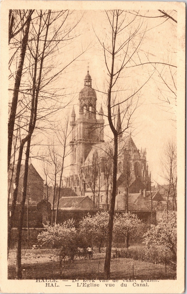 [I2495] Halle - "De Kerk van de vaart bezien" - Basiliek gezien vanuit het kanaal