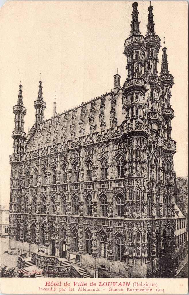 Leuven - "Hôtel de Ville de LOUVAIN" - Stadhuis in brand gestoken door de Duitsers, 1914