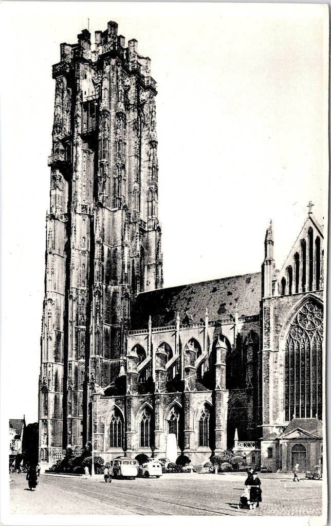 [I2617] Mechelen - "Hoofdkerk St-Rombout / Cathédrale St-Rombaut" - Sint-Romboutskathedraal vogelperspectief