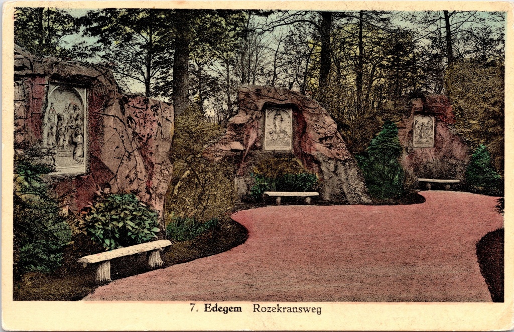 [I2625] Edegem - "Rozekransweg" - Rozenkransweg met devotiekapelletjes en rustbanken