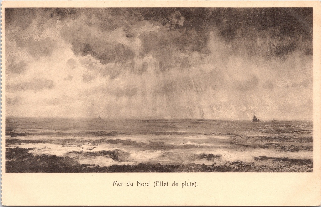 [J001 (59)] Mer du Nord - « Mer du Nord (Effet de pluie) » - Mer du Nord avec effet de pluie, mer agitée