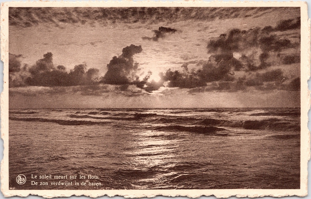 [J001 (83)] Middelkerke - « Le soleil meurt sur les flots » - Coucher de soleil sur la mer