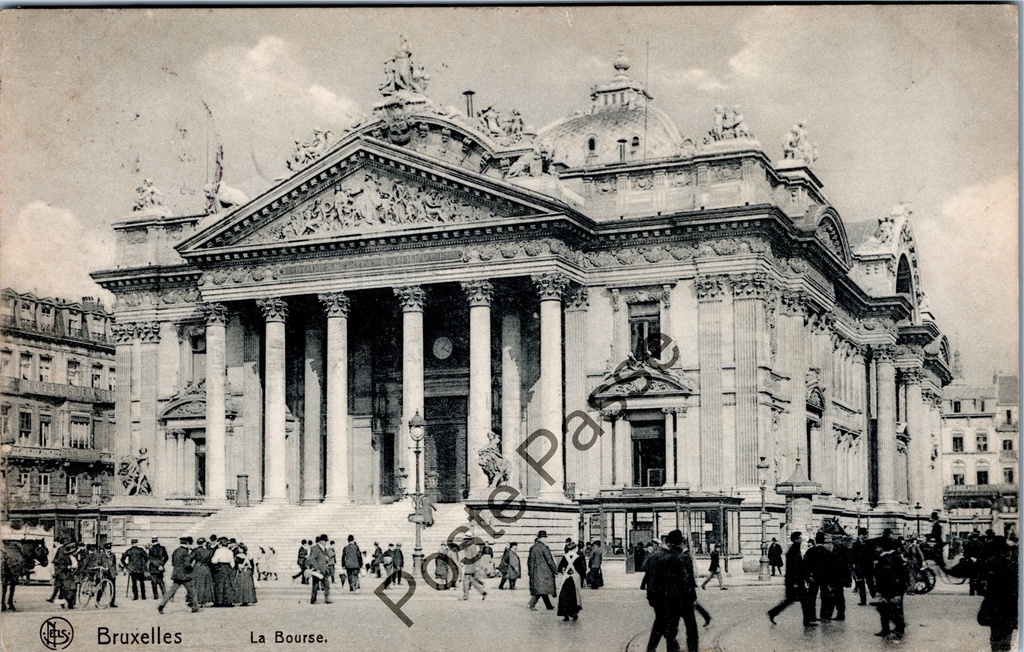[Brussel0632] Brussels - "La Bourse" - Stock Exchange building with busy square