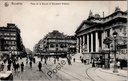 Brussels - "Place de la Bourse et Boulevard Anspach" - Place de la Bourse and Boulevard Anspach with tram traffic