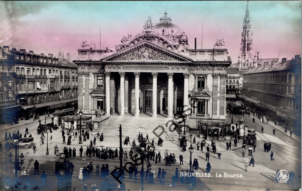 [Brussel0360] Brussels - "La Bourse" - The Stock Exchange with tram traffic and pedestrians