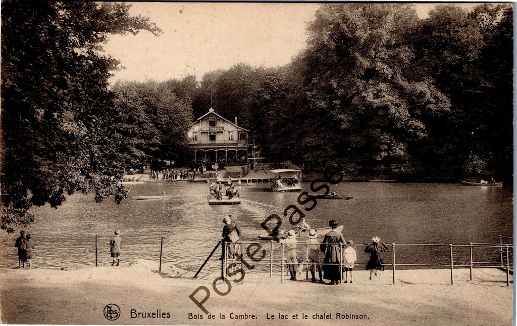 [Brussel0456] Brussels - "Bois de la Cambre. Le lac et le chalet Robinson" - Pond and Chalet Robinson in the Bois de la Cambre.