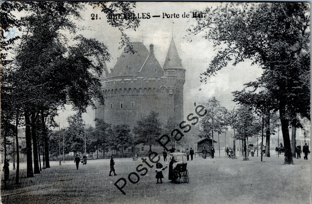 Bruxelles - "Porte de Hal" - Hallepoort avec parc et vie de rue