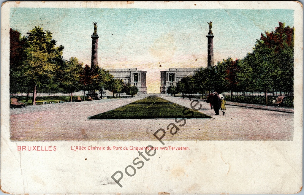 Bruxelles - "L'Allée Centrale du Parc du Cinquantenaire versTervueren" - Central avenue Cinquantenaire towards Tervuren