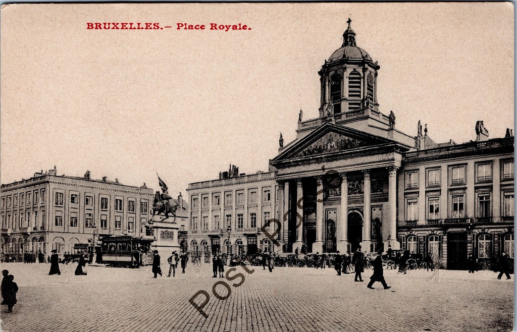 Brussel - "Place Royale" - Koningsplein met Sint-Jacobs-op-Koudenbergkerk