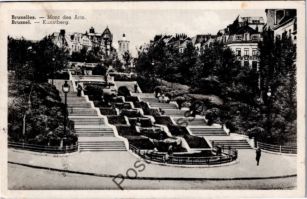 Brussels - "Mont des Arts" - Mont des Arts with monumental steps and gardens
