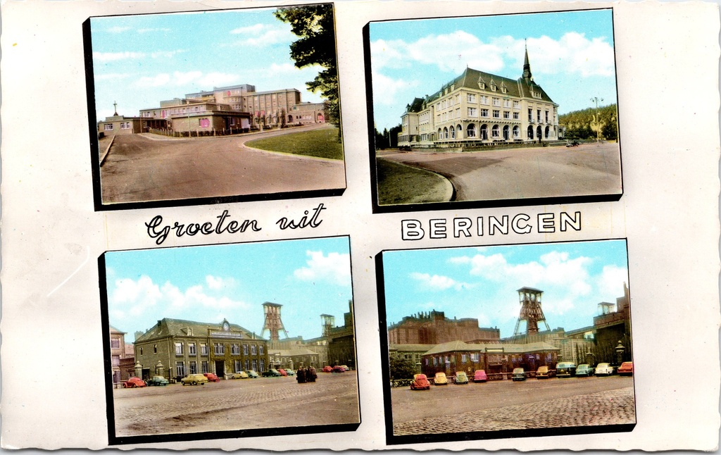 [G1765] Beringen - "Groeten uit Beringen" - Meervoudige view met mijnterreinen en gemeentegebouwen